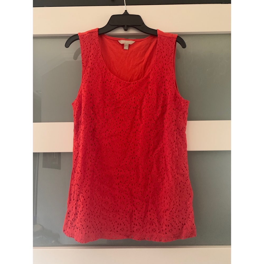 Banana Republic Lace Overlay Tank Blouse, XS